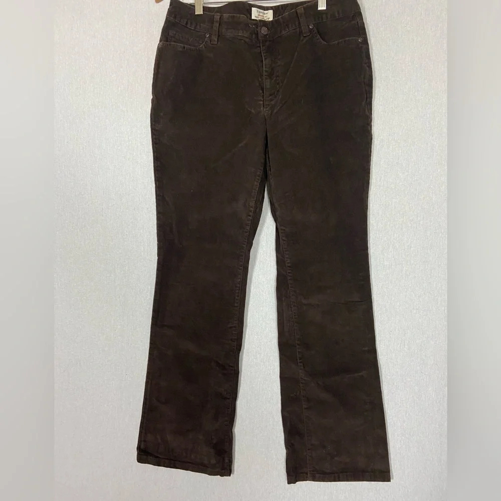 St. John's Bay Women's Brown Corduroy Straight Leg Pants Cotton Size 12